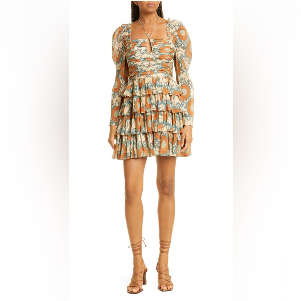 ULLA JOHNSON size 2 Naiya ruffled metallic mini dress